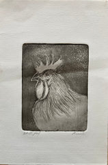 (Page Smith Etching) Rooster's Head. Artist's Proof. 1987.