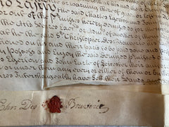 Handwritten Indenture on Vellum. 1, August 1717. Sir Christopher des Bouverie. [Leicester Square]
