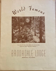(Santa Cruz) Brookdale Lodge. Original Menu. (1950s)