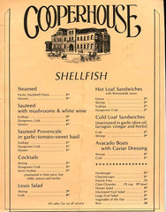 Cooper House. Shellfish and Wine List. Santa Cruz, CA: N.d., (ca. late 1970's).