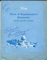 House of Representatives Restaurant. Luncheon Menu. Washington D.C., United States Capitol: March 7, 1972.