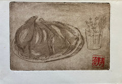 Page Smith Etching. (Roast Chicken, with glass of cut herbs.) (1988).