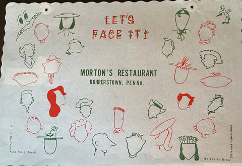 (Placemat) Morton's, Rohrerstown, PA. 1962.