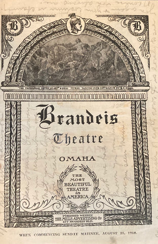Brandeis Theatre, Omaha, NE. "Twin Beds." August 25, 1918.