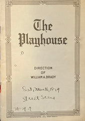 The Playhouse Theatre, NY. "Street Scene." March 16, 1929.