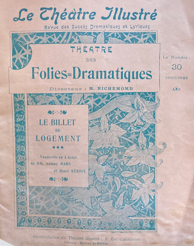 Theatre de Athenee, Paris. "Le Billet de Logemont." (1901)
