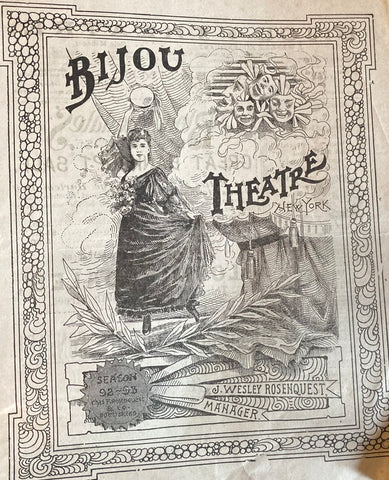 Bijou Theatre, NY. Russell's Comedians in "A Society Fad." Dec. 2, 1892.