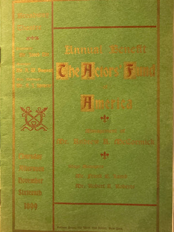 Broadway Theatre, NY. "The Actors' Fund of America Benefit." Nov. 16, 1899.