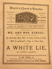 Royal Court Theatre, London. "A White Lie" and "In the Corridor." May 25th, 1889.