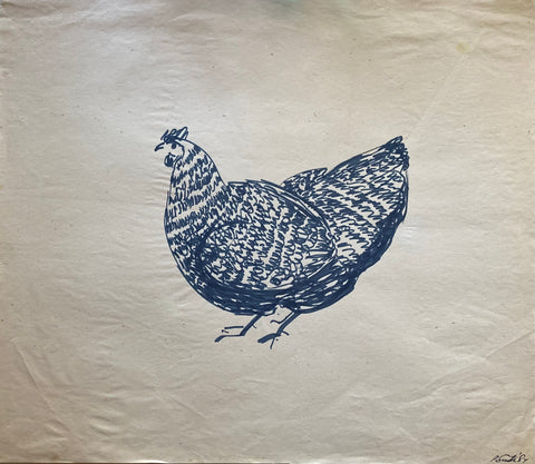 (Page Smith Pen & Ink Drawing) Barred Rock [Chicken]. 1988