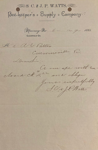 Bee-keeper's Supply Company. (Receipts) June 22 & 27, 1885.