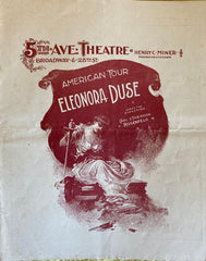 Fifth Avenue Theatre, NY. Eleonora Duse in "Fedora." Feb. 4, 1893.