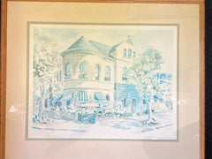 (Signed) Original Lithograph Print by Sally Bookman. The Cooper House, Santa Cruz, CA. #62 of 500 copies. (ca 1980s)