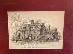 (Print) The Dwight Barnard House, 1754. Deerfield Mass. By Clark M. Goff. (1975)