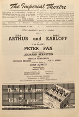 "Peter Pan." Boris Karloff. Imperial Theatre, NY. Sept. 25, 1950.