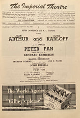 "Peter Pan." Boris Karloff. Imperial Theatre, NY. Sept. 25, 1950.