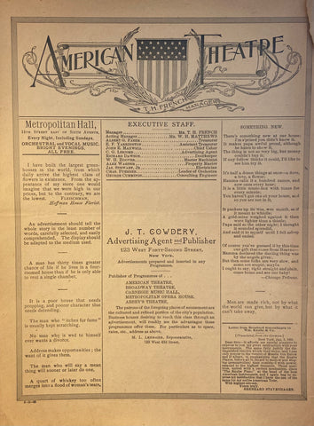 American Theatre, NY. "The District Attorney." Feb. 4th, 1895.