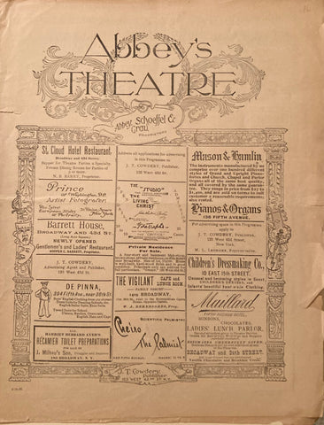 Abbey's Theatre, NY. "A Bunch of Violets." With Herbert Beerbohm Tree. Feb. 11, 1895.
