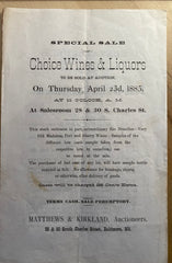 (Wine & Liquor) [Ephemera] Handwritten Sale of [1848] Hennessy Brandy. Baltimore, MD. (1885)