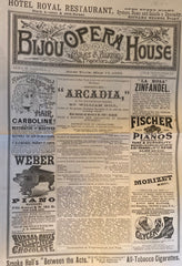 (Baseball Interest) Bijou Opera House, NY. "Arcadia." May 15, 1886.