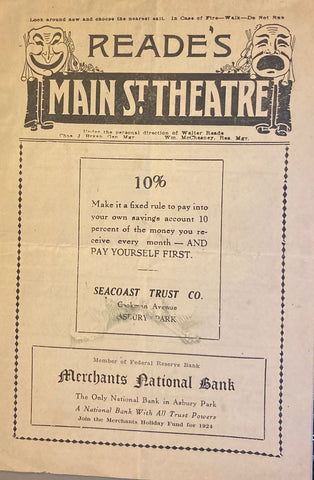 Reade's Main St. Theatre, Asbury Park, NJ. "The Green Beetle." July 14, 1924.