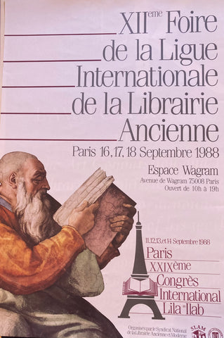 (Poster) XIIeme Foire de la Ligue Internationale de la Librairie Ancienne. Paris 16, 17, 18 Septembre 1988.