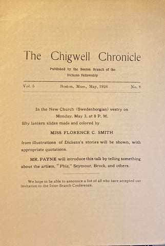 (Dickens) The Chigwell Chronicle. Vol 5, Number 8 May, 1926.