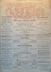 Daly's Theatre, NY. "Annual Visit of Rosina Vokes & Her London Comedy Company." May 11, 1892.