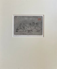 (Page Smith Etching) Gaggle of Geese. 1988.