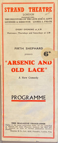 Strand Theatre, London. "Arsenic and Old Lace." April 16, 1943.