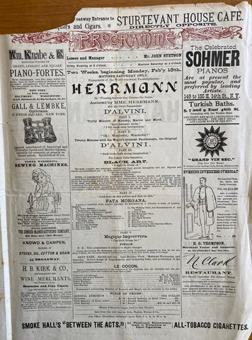 (Alexander Herrmann, Magician) Fifth Ave. Theatre, NY. "Herrmann." Feb.18, 1888.