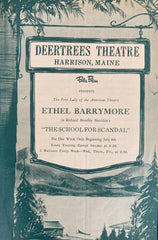 Deertrees Theatre, Harrison Maine. "The School for Scandal." July 8, 1930s. Starring Ethel Barrymore.