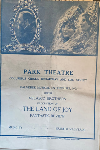 Park Theatre, NY. The Velasco Brothers' "The Land of Joy." (1917)