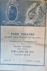 Park Theatre, NY. The Velasco Brothers' "The Land of Joy." (1917)