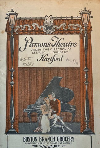 Parsons Theatre, Hartford CT. "Artists and Models." Dec. 6, 1926.