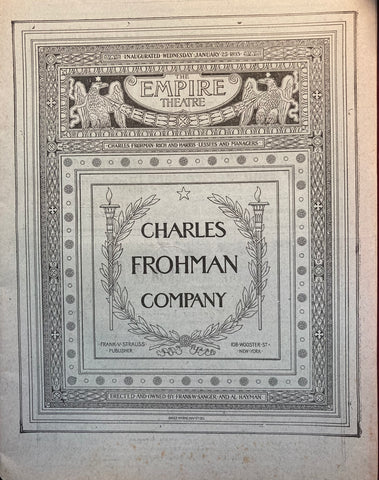Empire Theatre, NY. Nov. 6, 1899. Mr. John Drew in "The Tyranny of Tears."