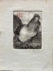 (Page Smith Etching) Standing Rooster. 1987.