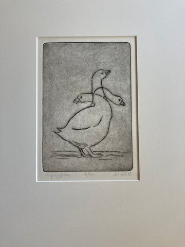 (Page Smith Etching) Angry Goose. 1988