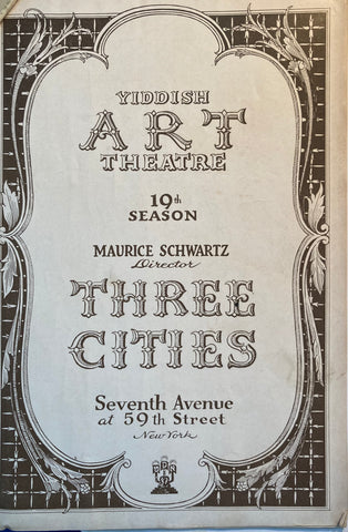 Yiddish Art Theatre, NY. "Three Cities." (1938)