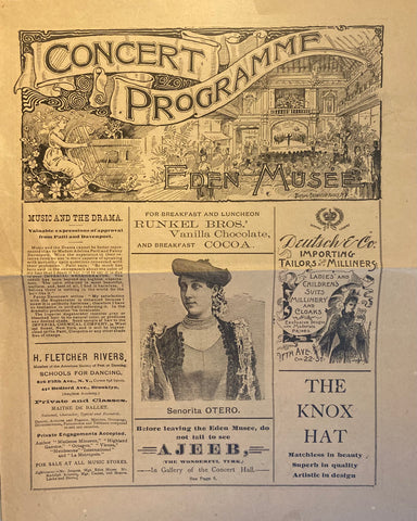 Eden Musee Theatre, NY. "Variety Program." Feb. 11, 1891.