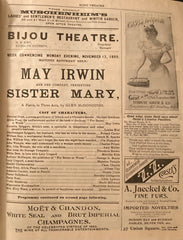 Bijou Theatre, NY. May Irwin in "Sister Mary." "Nov. 13, 1899.
