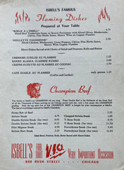 (Menu) Isbell's. (Chicago) 1952.