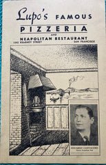 (Menu) Lupo's Famous Pizzeria and Neapolitan Restaurant. (San Francisco) 1960s.