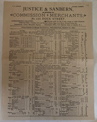 (Price List) Justice & Sanburn Commission & Merchants. Phila. (1890)