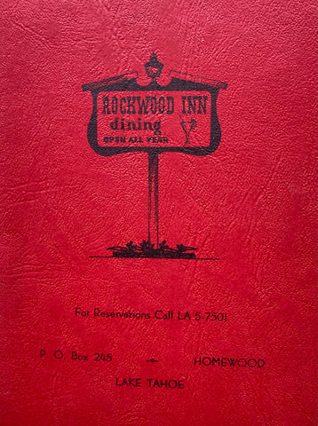 (Menu) Rockwood Inn. Lake Tahoe. (1960s)