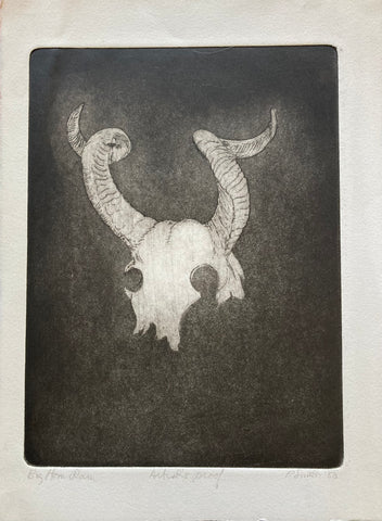 Page Smith Etching. Big Horn Ram. 1988.