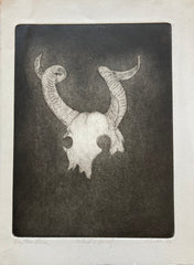 Page Smith Etching. Big Horn Ram. 1988.