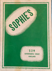 (Menu) Sophie's. Oakland, CA. (1950s)