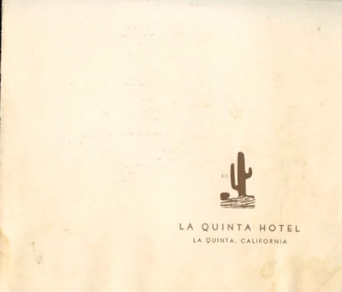 (Palm Springs)  {Menu}  La Quinta Hotel.  [1960].