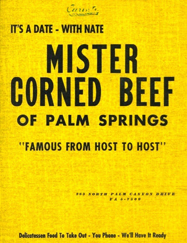 (Palm Springs)  {Menu}  Nate's, Mister Corned Beef.  [ca. 1950's].